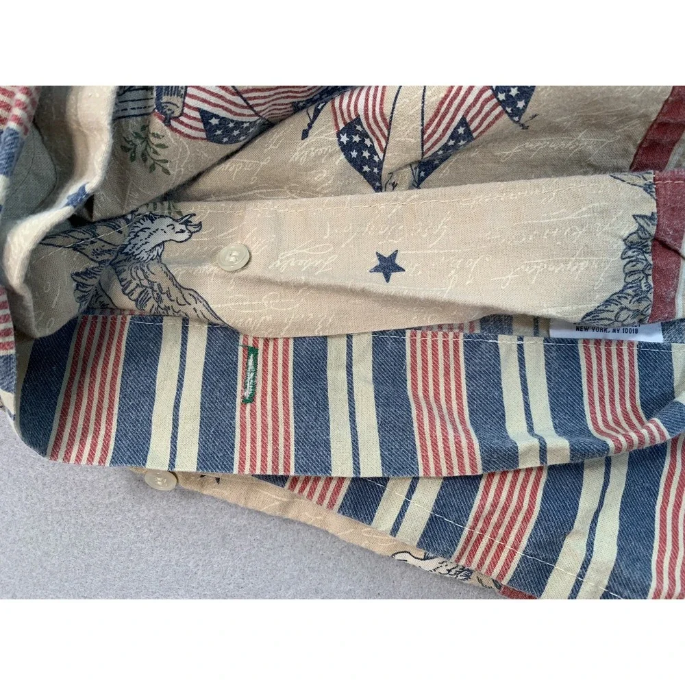 Vintage Tommy Hilfiger Red White Blue Tan Duvet Cover 86x86 Full Queen Americana